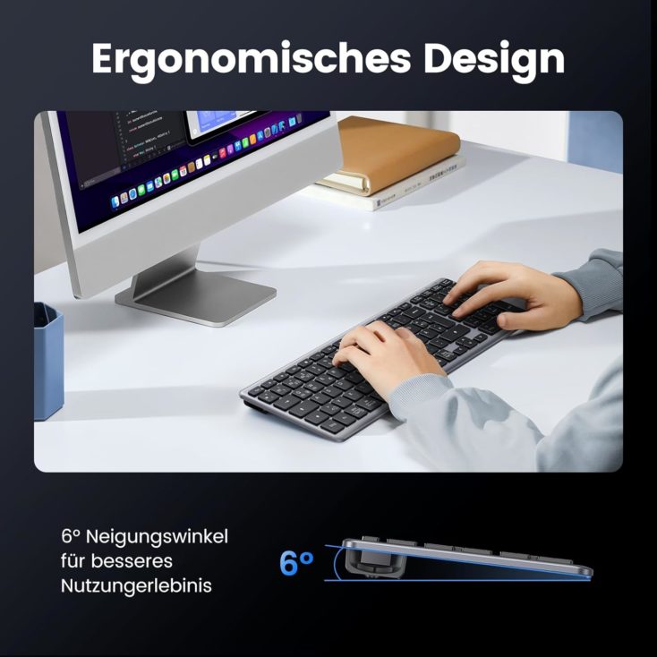 UGREEN Bluetooth Tastatur Kabellos Ergonomisches Design