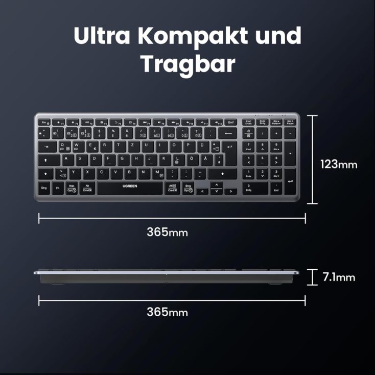 UGREEN Bluetooth Tastatur Kabellos kompaktes Design