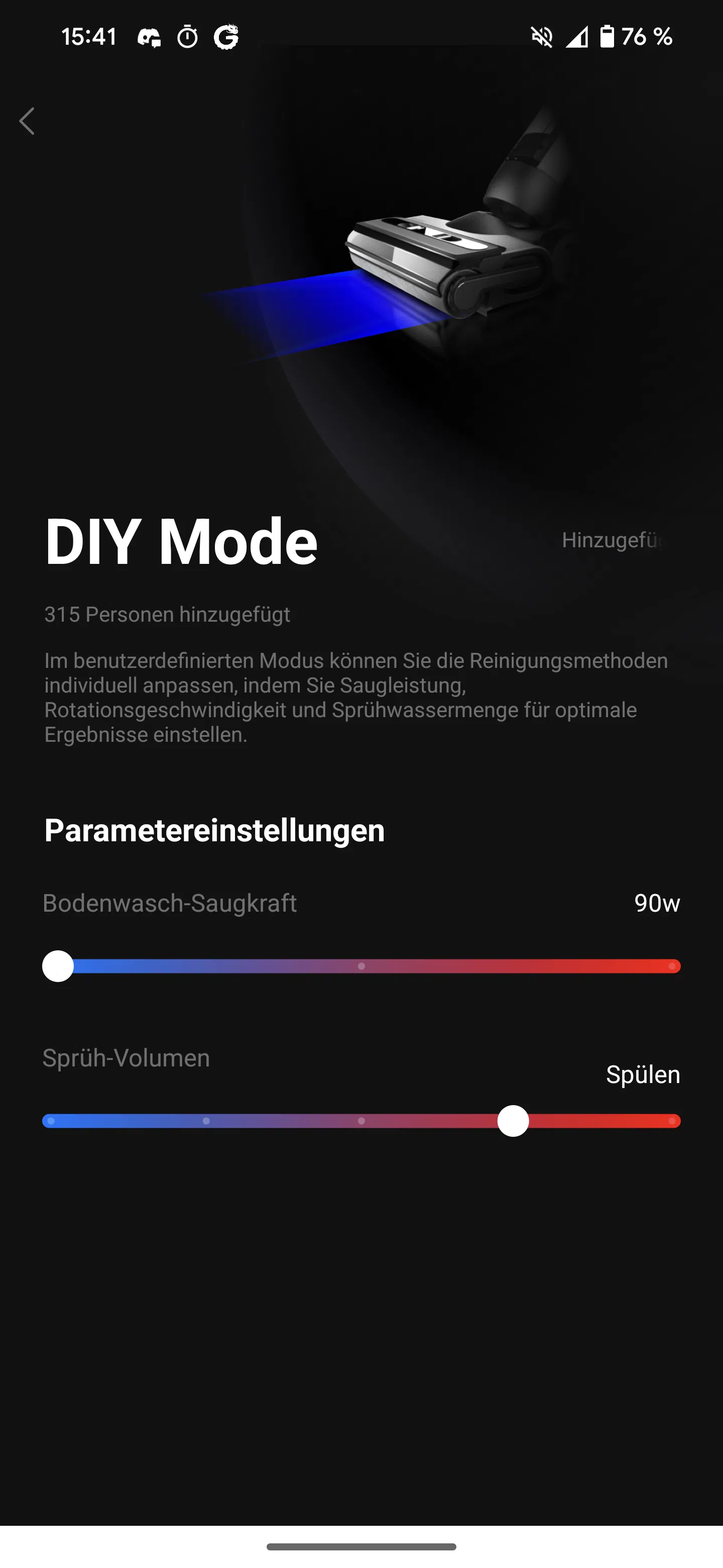 Tineco Floor One Switch S7 App Parameter