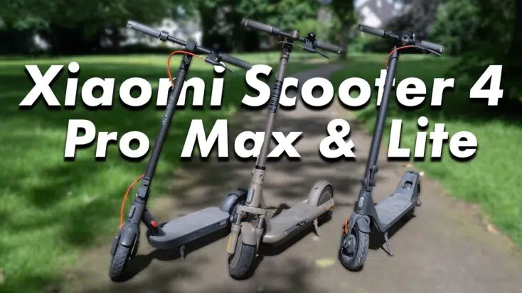 E-Scooter Xiaomi Scooter 4 Pro, 4 Pro Max und 4 Lite nebeneinander