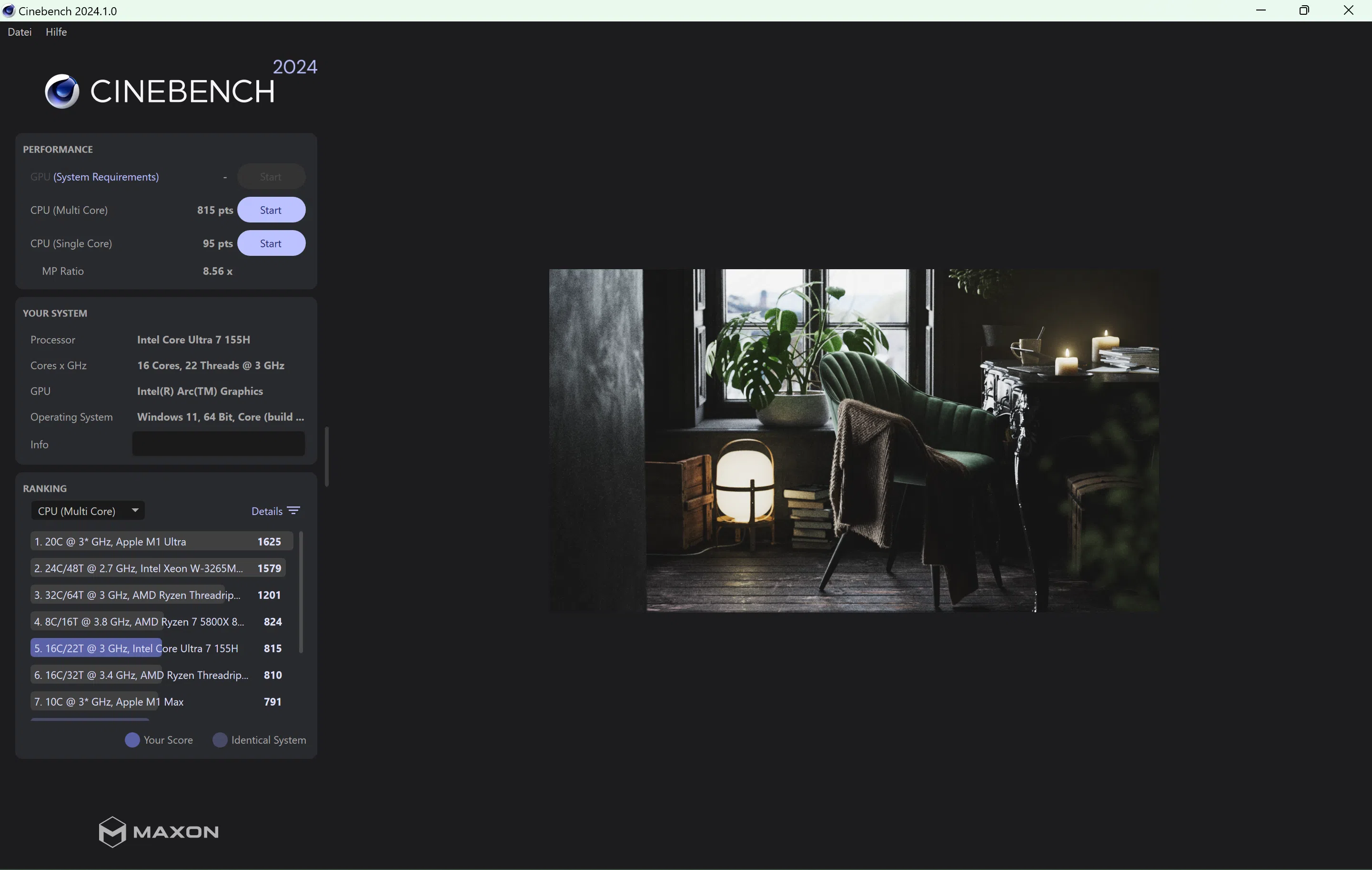 Huawei MateBook 14 2024 Cinebench Performance