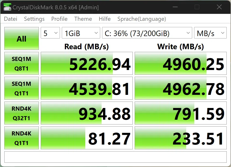 Huawei MateBook 14 2024 Crystaldiskmark