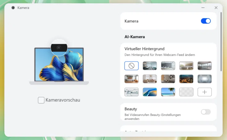 Huawei MateBook 14 2024 Kameraeinstellungen