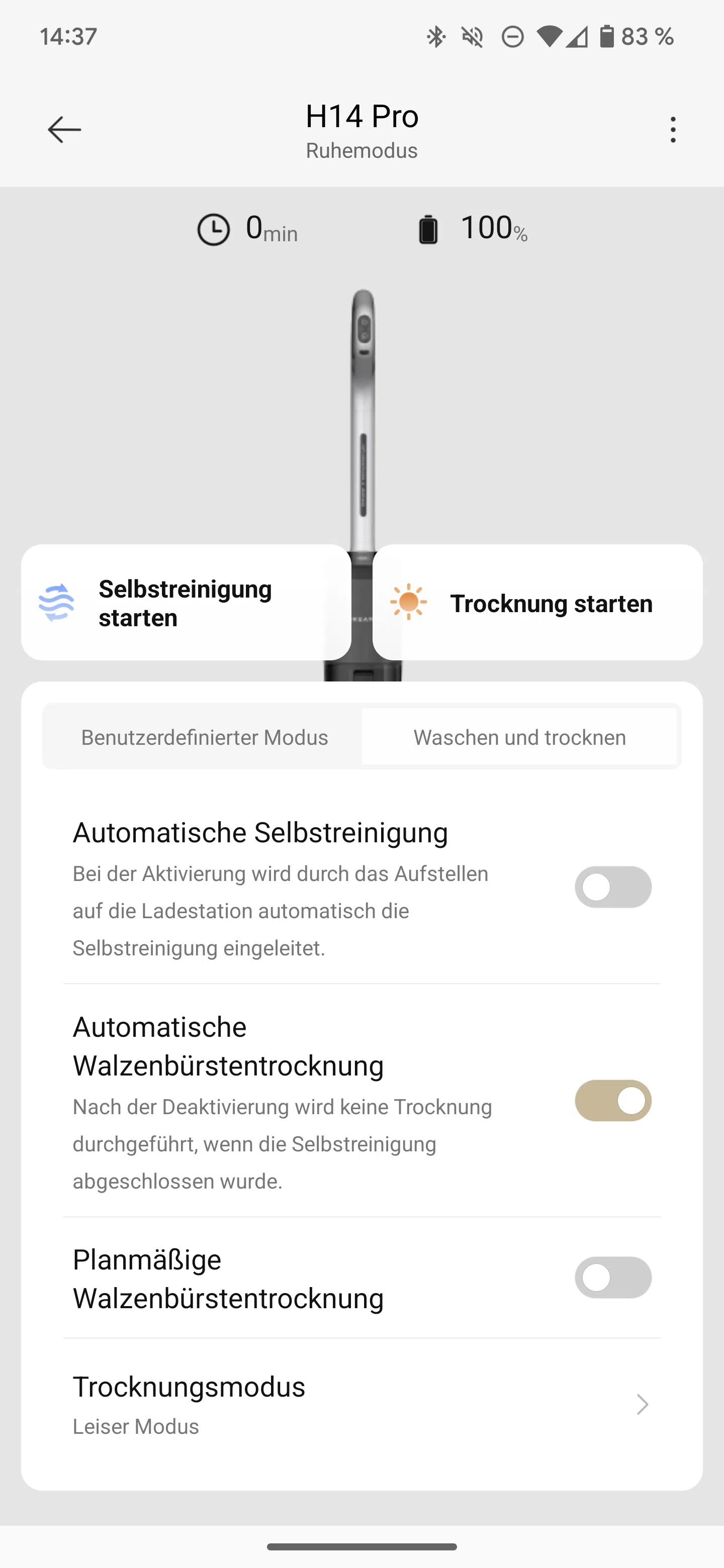 Dreame H14 Pro Einstellungen