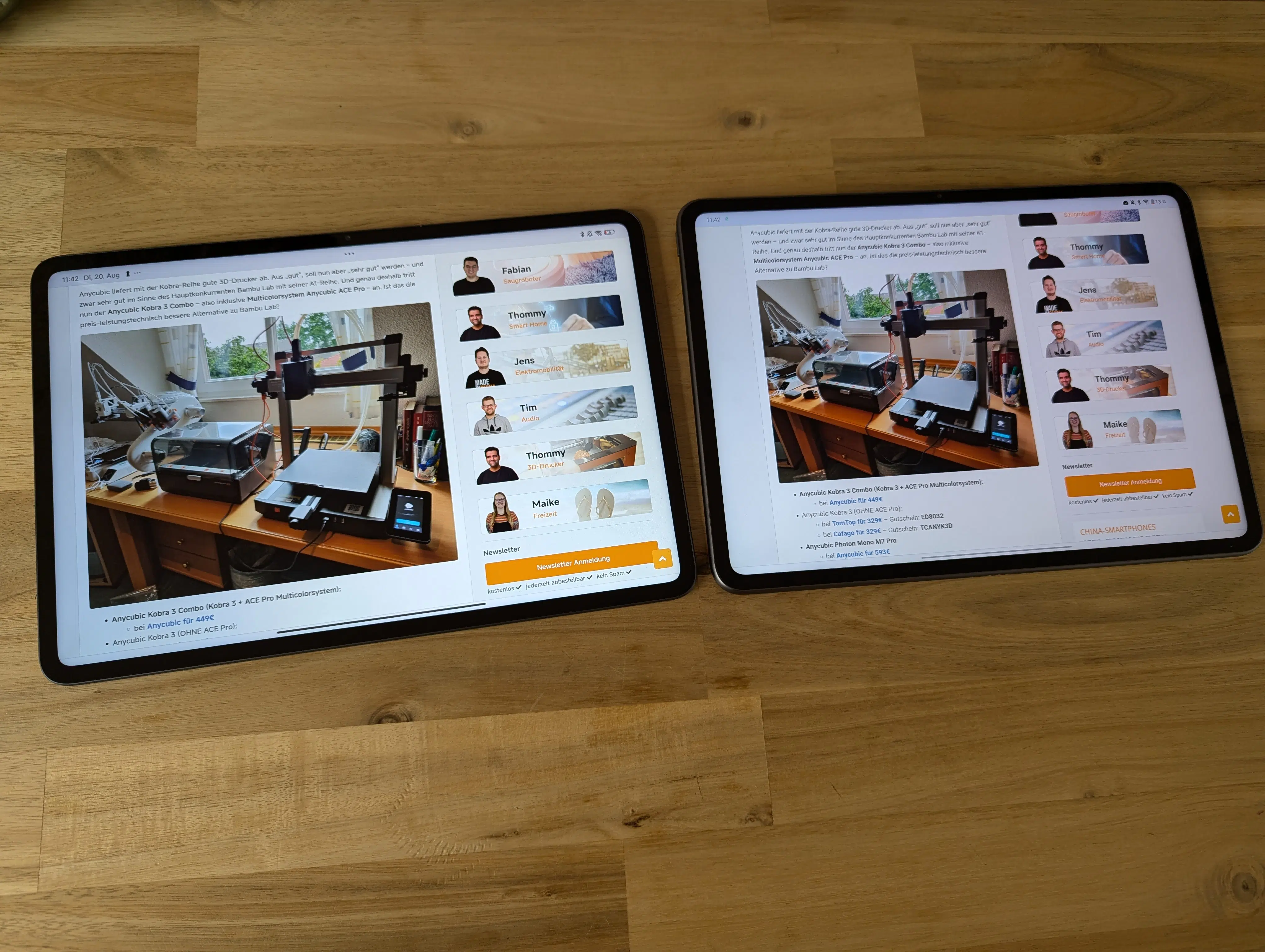OnePlus Pad 2 CG nebeneinander