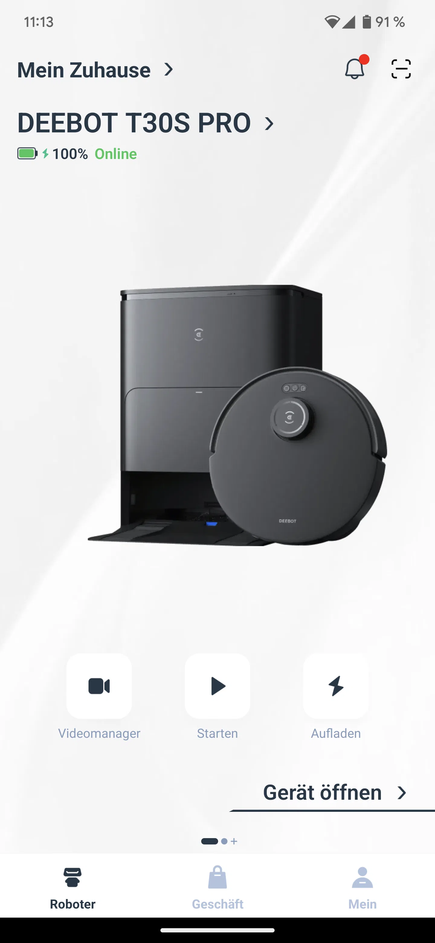 Ecovacs T30S PRO OMNI App UEbersicht