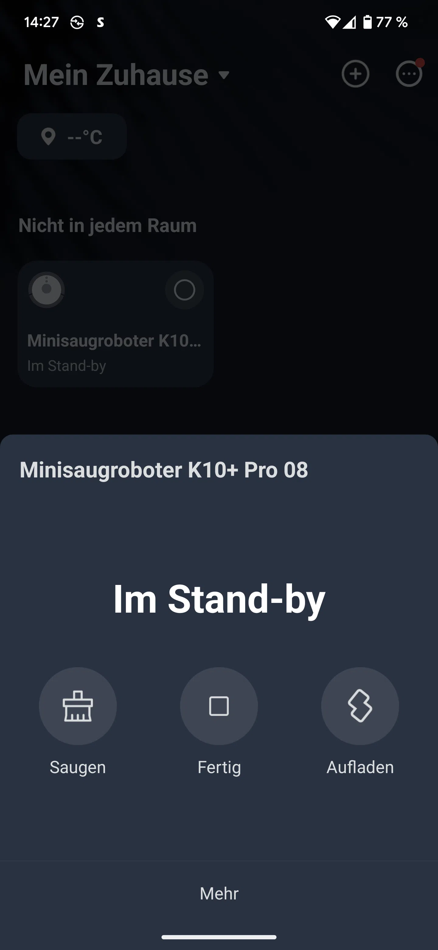 SwitchBot K10 Pro Menue