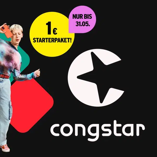 Gratismonat bei Congstar Prepaid Tarifen: 1€ Starterpaket + 20 GB 5G für nur 10€