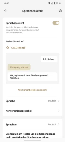 Dreame X50 Ultra Complete App Sprachassistent