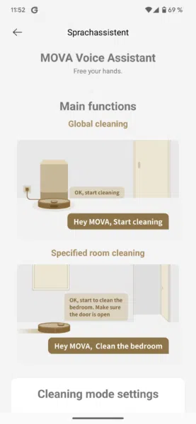 MOVA V50 Ultra Complete App Sprachassistent
