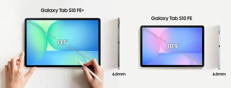 Samsung Galaxy Tab S10 FE Größenvergleich