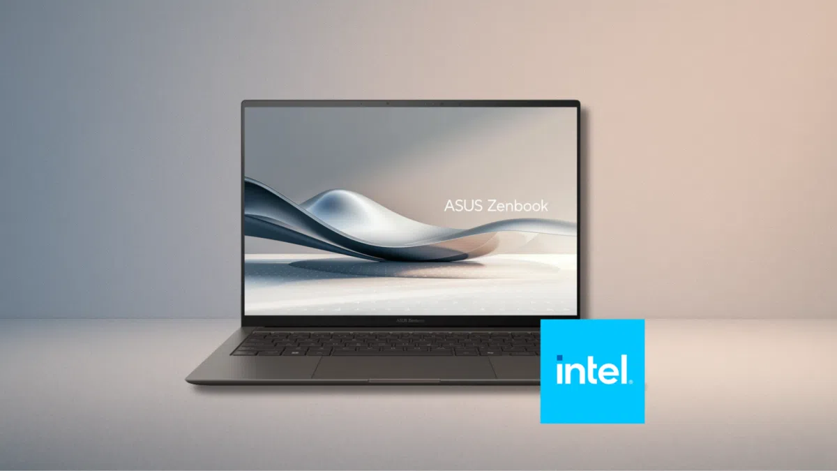 ASUS Zenbook S 14 OLED UX5406SA-PV237W von vorne mit Intel Logo
