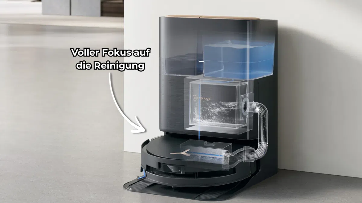 ECOVACS X9 Pro OMNI Beitragsbild mit Voller Fokus auf die Reinigung