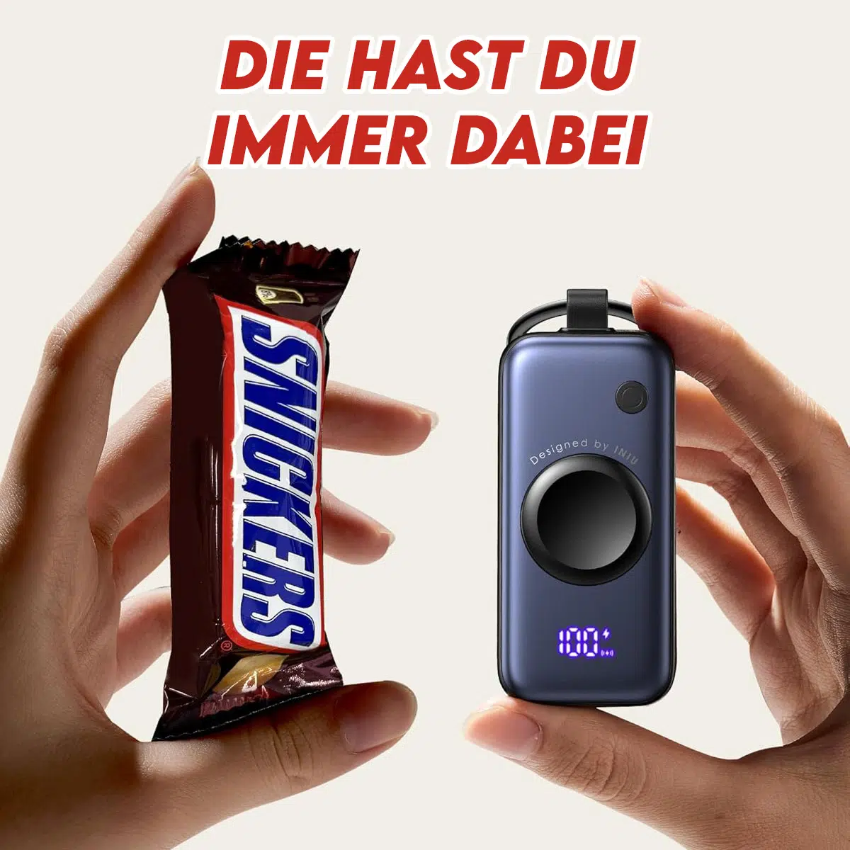 INIU 5.000 mAh Powerbank für den Schlüsselbund mit integriertem Kabel lädt sogar die Apple Watch