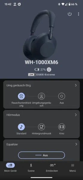 Sony WH-1000XM6 Hauptmenü