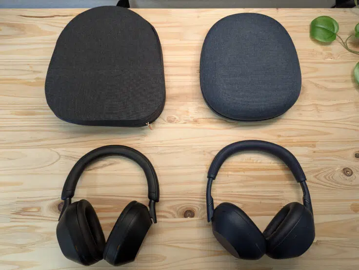 Sony WH-1000XM6 mit XM5 und Taschen