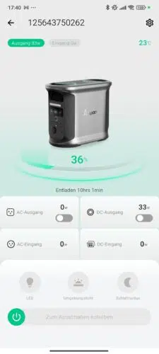 Ampace Andes App Andes 1500 Homescreen