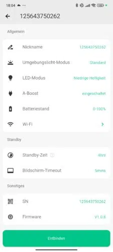 Ampace Andes App Einstellungen