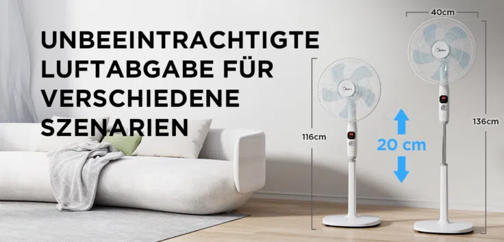 Midea FS40-16CR Ventilator Höhe