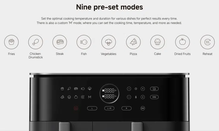 Xiaomi Dual Basket Air Fryer display