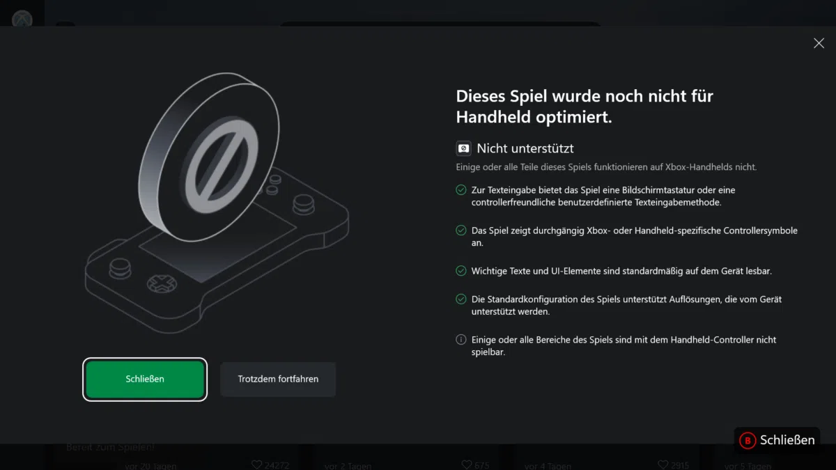 ASUS ROG Xbox Ally X handheldkompatibilitaet ASUS ROG Xbox Ally X handheldkompatibilität