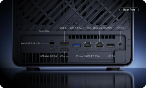 Minisforum N5 Pro NAS Anschluesse hinten Minisforum N5 Pro NAS Anschluesse hinten