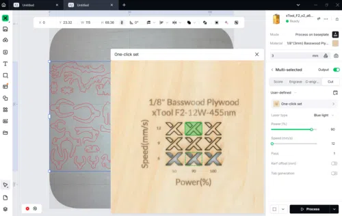 xTool Material One Click Setting xTool Material One Click Setting
