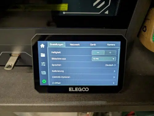 Elegoo Centauri Carbon 2  Touchscreen Einstellungen