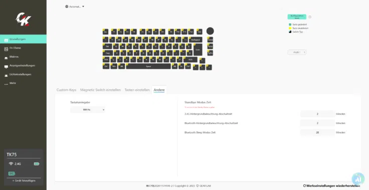 Gamakay TK75HE V2 Software Standby