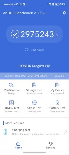 Honor Magic 8 Pro AnTuTu Benchmark