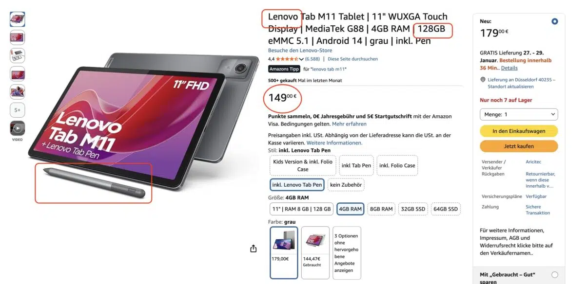 Lenovo Tab M11 Amazon Psychologie