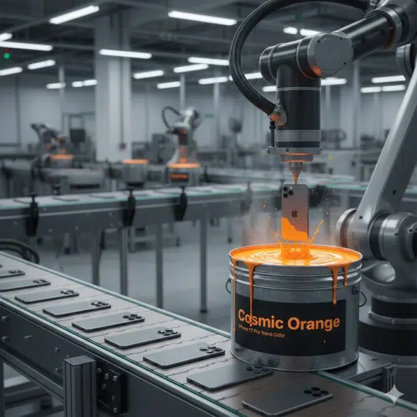 Orange Smartphone Fertigungsstrasse