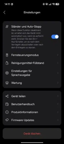 Roborock F25 Ace Pro App Einstellungen Roborock F25 Ace Pro App Einstellungen