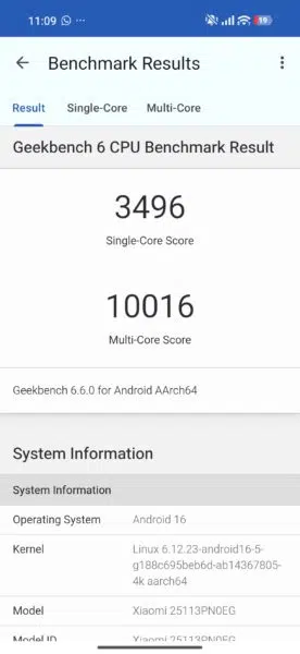 Xiaomi 17 Testfoto Geekbench Benchmark