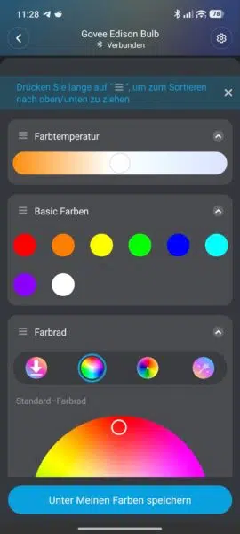 Govee LED Edison Bulb App Farben