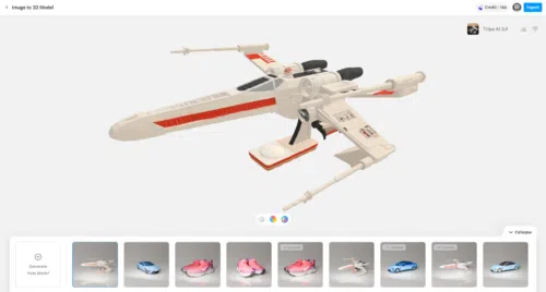 Image to 3D Makerlab X Wing Tripo Image to 3D Makerlab X Wing Tripo