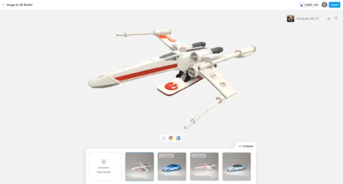 Image to 3D Meshy 6 Makerlab X Wing Hunyuan 3D 3.1 Image to 3D Meshy 6 Makerlab X Wing Hunyuan 3D 3.1