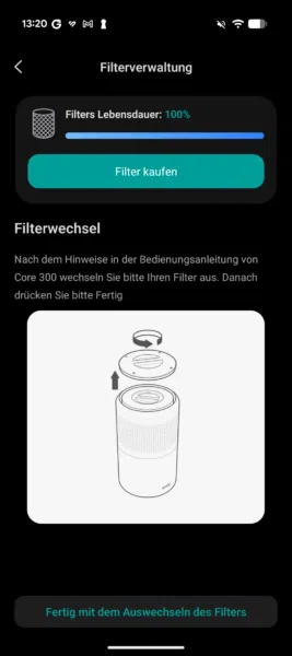 Levoit Core 300S Filtererinnerung