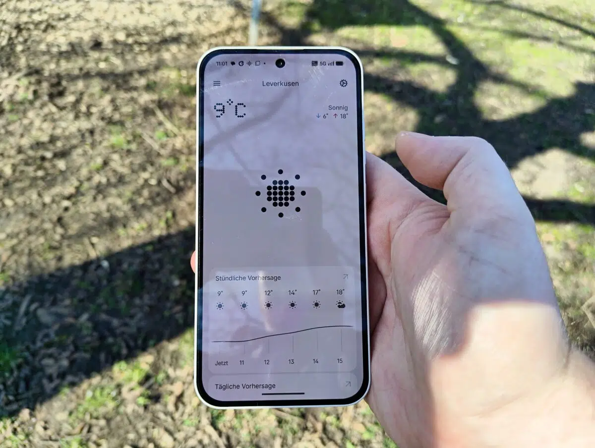 nothing phone 4a sonneneinstrahlung