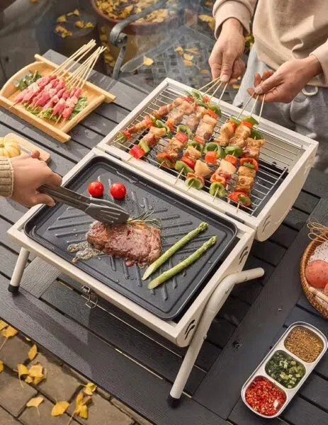 tragbarer Holzkohlegrill  Grillplatte