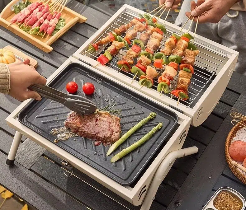 tragbarer Holzkohlegrill  Grillplatte