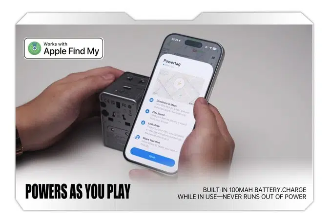 Powertag 100W Reiseadapter mti Apple Find My 2