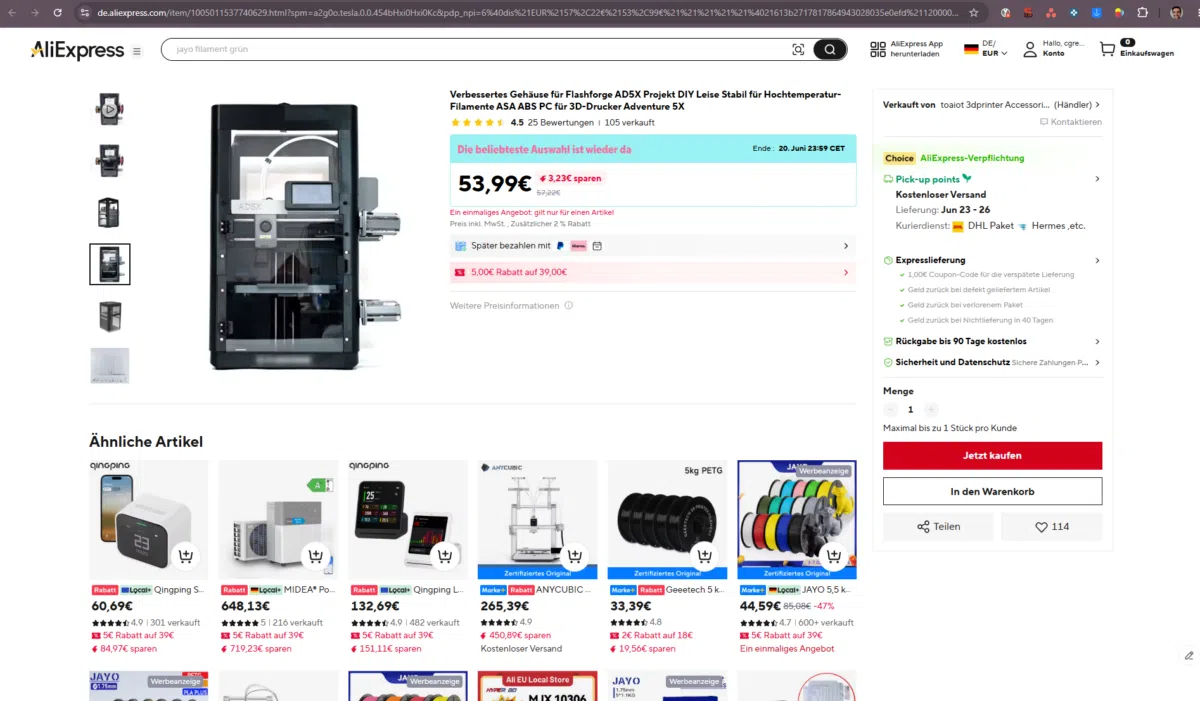 AliExpress Einhausung