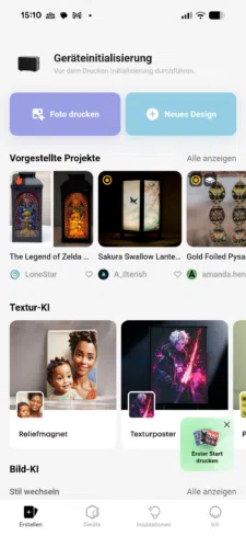 EufyMake E1 App Homescreen EufyMake E1 App Homescreen