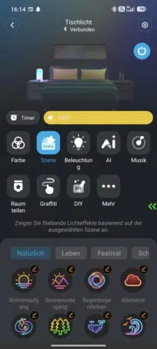 Govee RGBIC Tischlampe 2 App Einstellungen