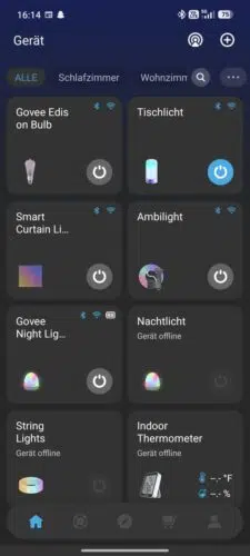 Govee RGBIC Tischlampe 2 App UEbersicht