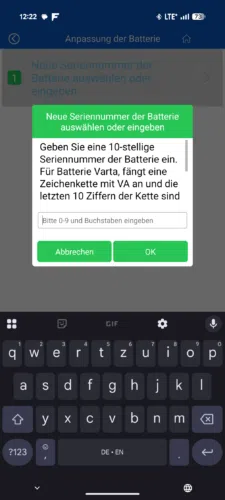 KDIAG App Bat Seriennummer