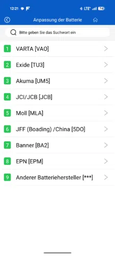 KDIAG App Batteriehersteller