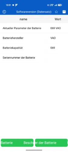 KDIAG App alte Batteriewerte