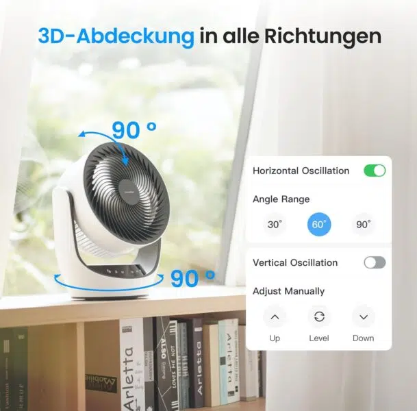 SwitchBot USB Tischventilator Rotationsrichtung